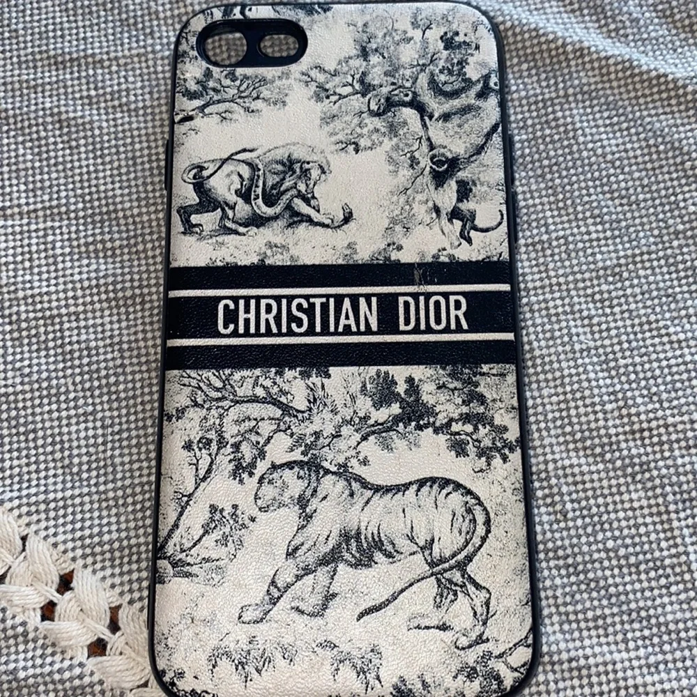 Apple Christian Dior Black and Cream Printed iPhone Case